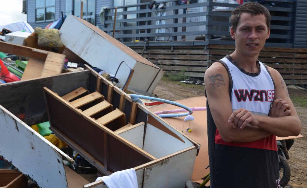 Luke Dunn lost everything during the floods. His East St home was inundated before he had a chance to remove any of his belongings.